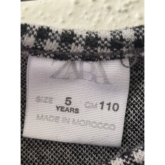 Zara Black White Houndstooth Jacquard Short Sleeve Dress 5 Years - Picture 4 of 12